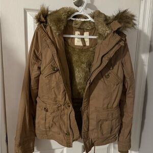 TNA Brown Jacket with Fur Trim